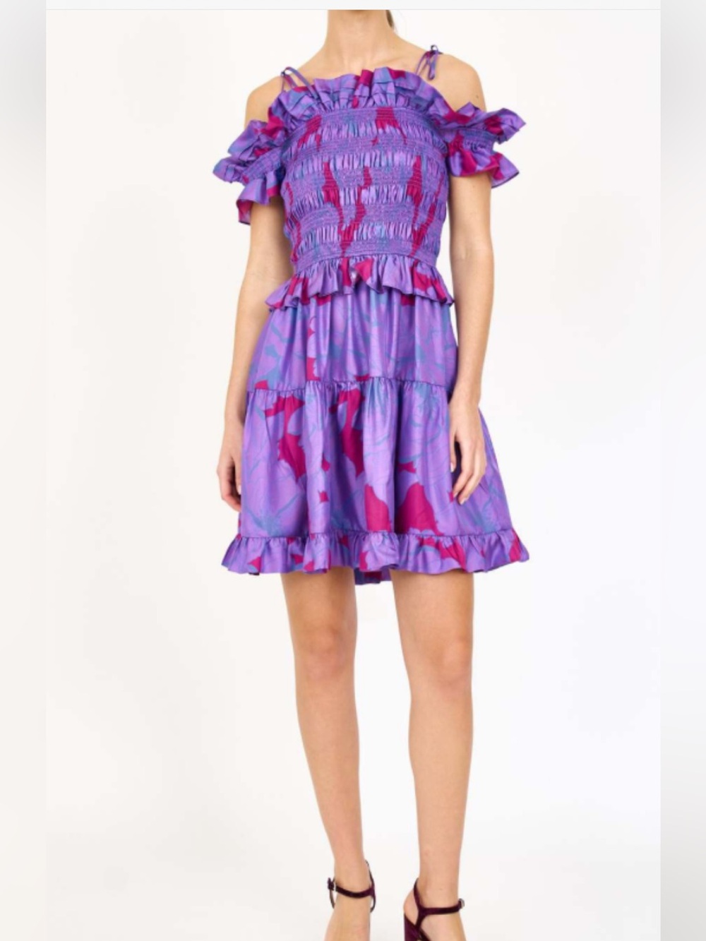 Christy Lynn Carlotta Dress In Vibrant Bloom Smocked Dress Size S